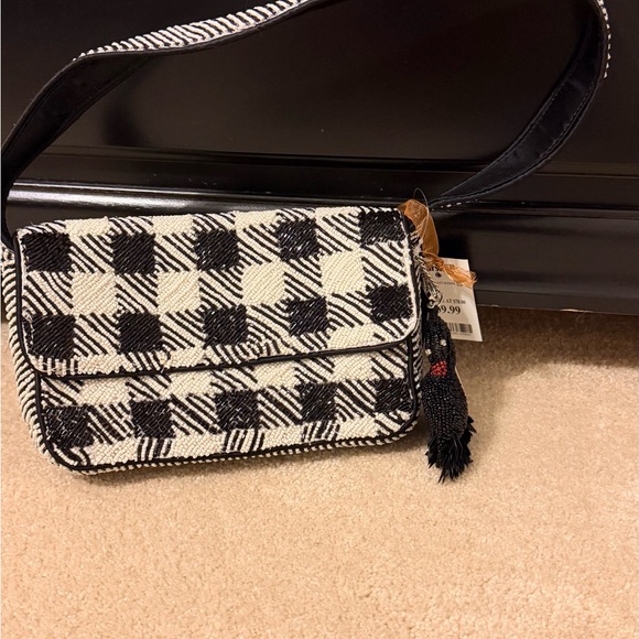 Viral Beaded Bag Houndstooth with Swan Charm - Picture 2 of 5